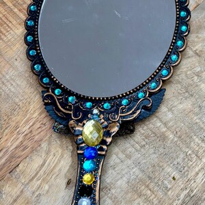 Coraline Handheld Mirror: Gem & Flower Decorated Vanity Mirror image 7
