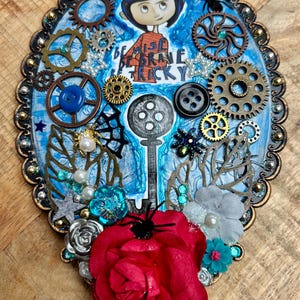 Coraline Handheld Mirror: Gem & Flower Decorated Vanity Mirror image 3
