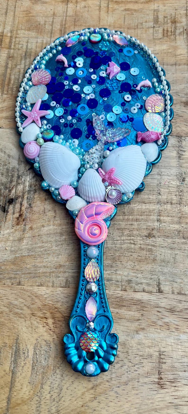 Under the Sea Handheld Mirror: Gem & Shell Decorated Vanity Mirror - Etsy