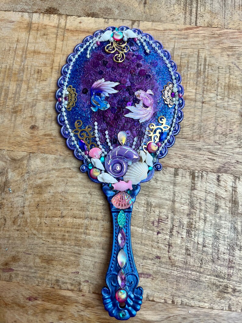 A Handheld Mirror Under the Sea , Handmade Gift for Her / Wife / Friend