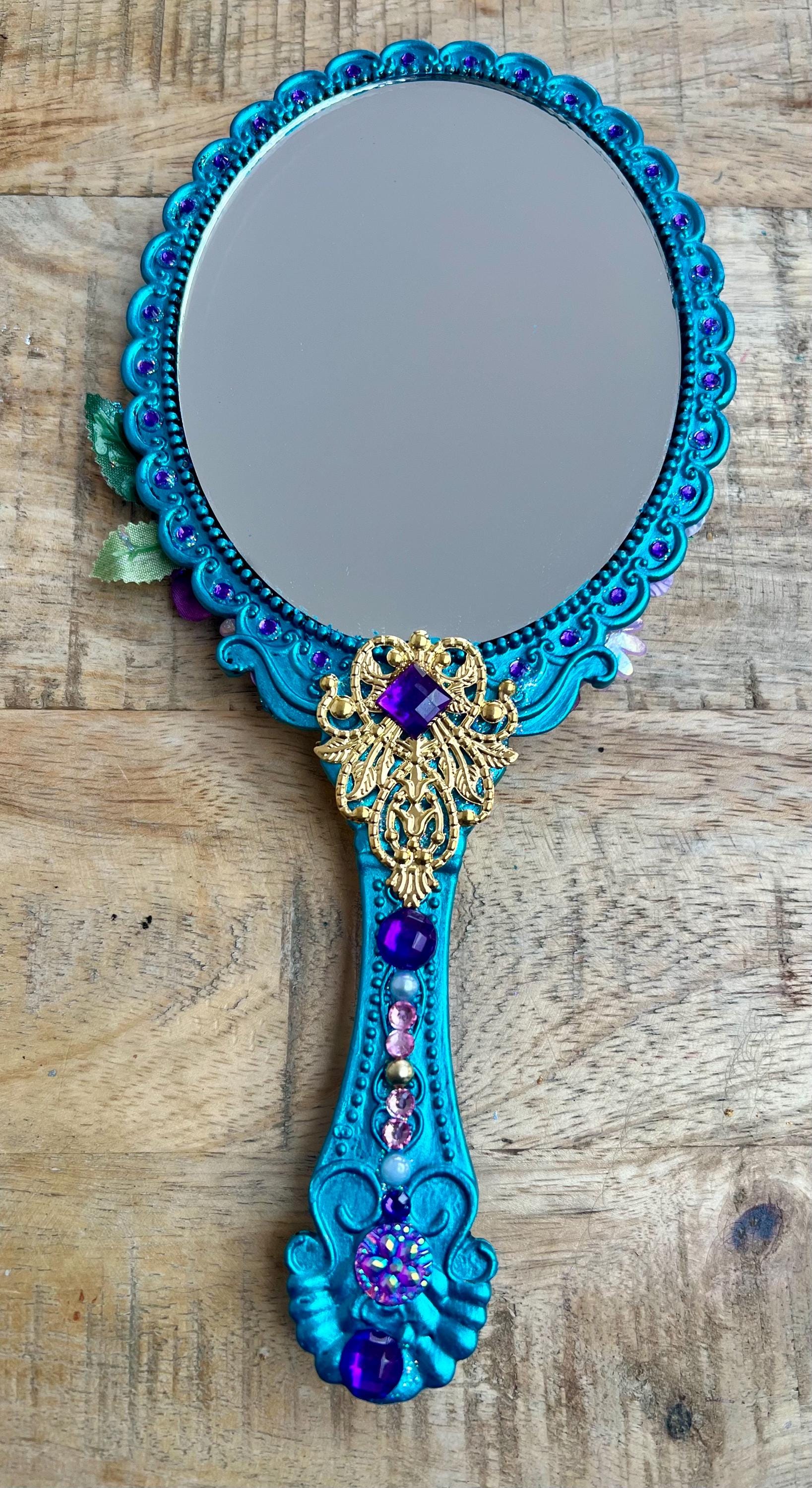 手作りラプンツェルの手持ちミラー：宝石と花で飾られた化粧鏡 - Etsy 日本