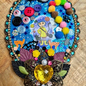 Coraline Handheld Mirror: Gem & Flower Decorated Vanity Mirror image 6