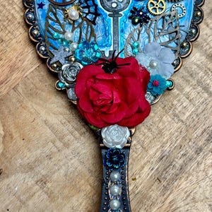 Coraline Handheld Mirror: Gem & Flower Decorated Vanity Mirror image 2