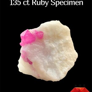 135 ct Natural Afghan Ruby Specimen – Aesthetic Crystal on White Matrix