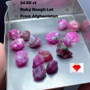 34.90ct Afghan Ruby Rough Lot – Natural Red Stones Avg. 9.74 x 7.04 x 6.73mm