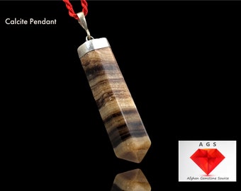 78 ct Chocolate Calcite Pendant 925 Sterling Silver Handmade Pendant