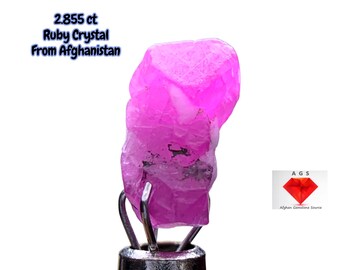 Afghan Ruby Crystal – 2.855ct Petite Intense Red Gemstone