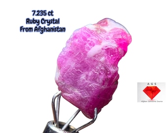 7.235ct Vivid Red Afghan Ruby Crystal – Natural Gemstone