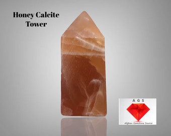 752 ct Natural Stone Honey Calcite Tower from Afghanistan