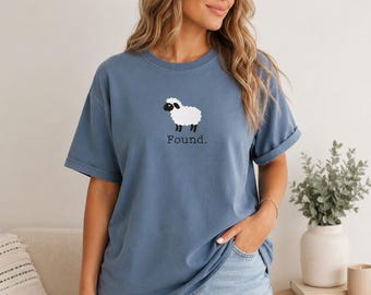 Found Sheep Shirt, Christian Psalm 23 Lamb Tee, Comfort Colors Faith Shirt, Minimalist Farm Animal Tee, Religious Gift