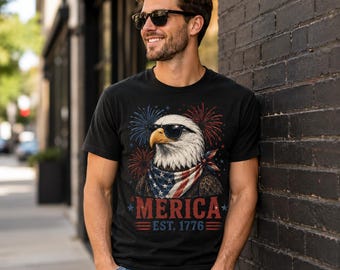 Feral & Free Bald Eagle Shirt, Comfort Colors 4th of July Tee, Patriotic Merica EST 1776 Eagle T Shirt, Independence Day Tee