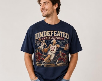 Undefeated Since 1776 Shirt, Patriotic Basketball Tee, America 76 Game Day Shirt, 4th of July Comfort Colors