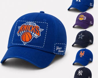 Custom Knicks Hat,Embroidered Hat, Personalized 47 brand Baseball Cap, Side Name Patch, Custom Logo Dad Hat Gift
