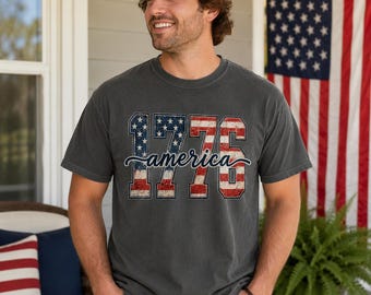 Comfort Colors USA Shirt, 4th of July tee,USA tee, summer patriotic shirt for men, women, America est 1776 shirt, red, white, blue shirt