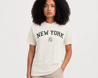 New York Puff Print T-Shirt, Unisex Cotton Blend, NYC Souvenir Tee