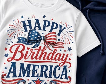 Comfort Colors happy birthday USA Shirt, 4th of July, summer patriotic shirt for women, America est 1776 shirt, red, white, blue shirt