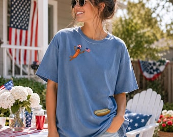 Hot Dog Freedom Dive Shirt, Funny Uncle Sam Hot Dog Tee, 4th of July Shirt, Patriotic BBQ Comfort Colors