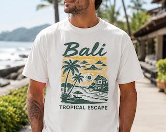 Bali Tropical Escape Shirt, Comfort Colors Travel Tee, Bali Vacation Shirt, Tropical Beach Graphic T-Shirt, Sweatshirt, Hoodie