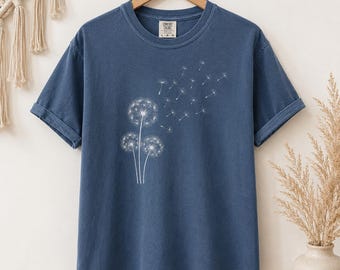 Dandelion T-Shirt Comfort Colors, Windflower Graphic Tee, Minimalist Floral Shirt, Boho Garden Tee, Nature Lover Gift
