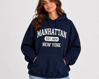 Manhattan Est. 1624 Vintage Collegiate T-Shirt, Sweatshirt, Hoodie