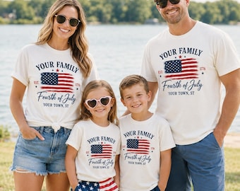 Custom Comfort Colors Family USA Shirt, 4th of July shirt, floral USA tee, summer patriotic shirt for Men women, kids, baby US Flag shirt