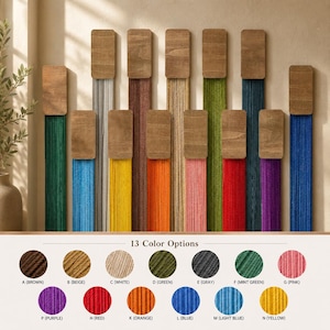 Acoustic Rope Wall Art, Narrow Wood Wall Decor, Sound Absorbing Boho Panel, 13 Colors