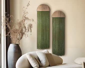 Panel, Boho, Green ART Wall Hanging, Sound Absorbing Wall Decor, Acoustic Panel Art, Handmade Fiber, Acoustic Decorative Panel, db sycamore