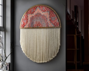 Cotton Rug Wall Hanging: Geometric Southwest Fiber Art