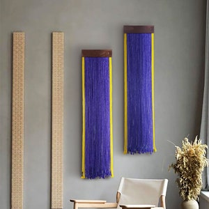 Sets of Two Purple Handmade Cotton Wall Art, Colorful Hangings Rope