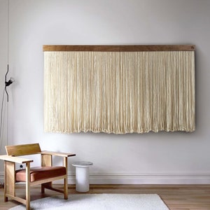 Large Color Blocked Macrame Tapestry: Dip Dye Fiber Art Wall Hanging (70.8-37.4 inches)
