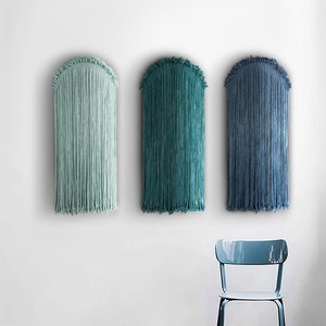 Handmade Round Yarn Tapestry: Modern Fiber Art Wall Decor
