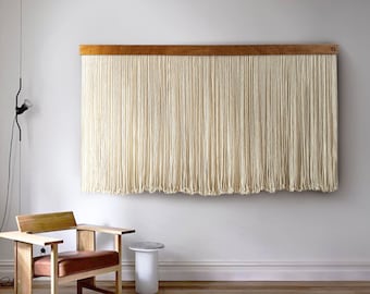 large hanging, tapestry, color blocked art, abstract art, fiber ar, wall art, macrame, dip dye, home decor, contemporary, textile, string
