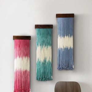 READY TO SHIP small wall hanging/wall art/string art/wall decor/boho macrame wall hanging/dip dye fiber art Three products (3)