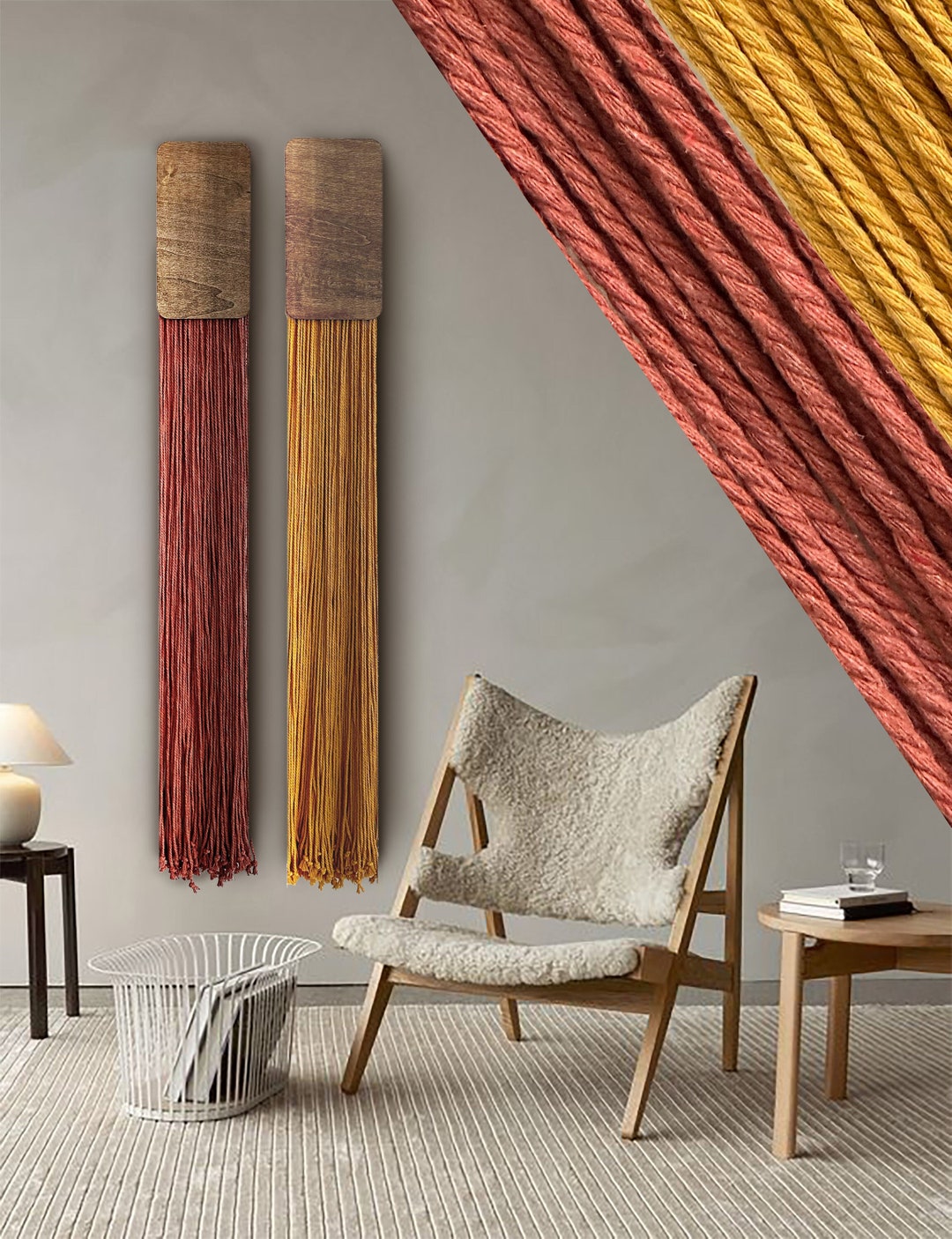 Sets of Two Fiber Art Wall Hanging Sound Absorbing Wall Etsy UK