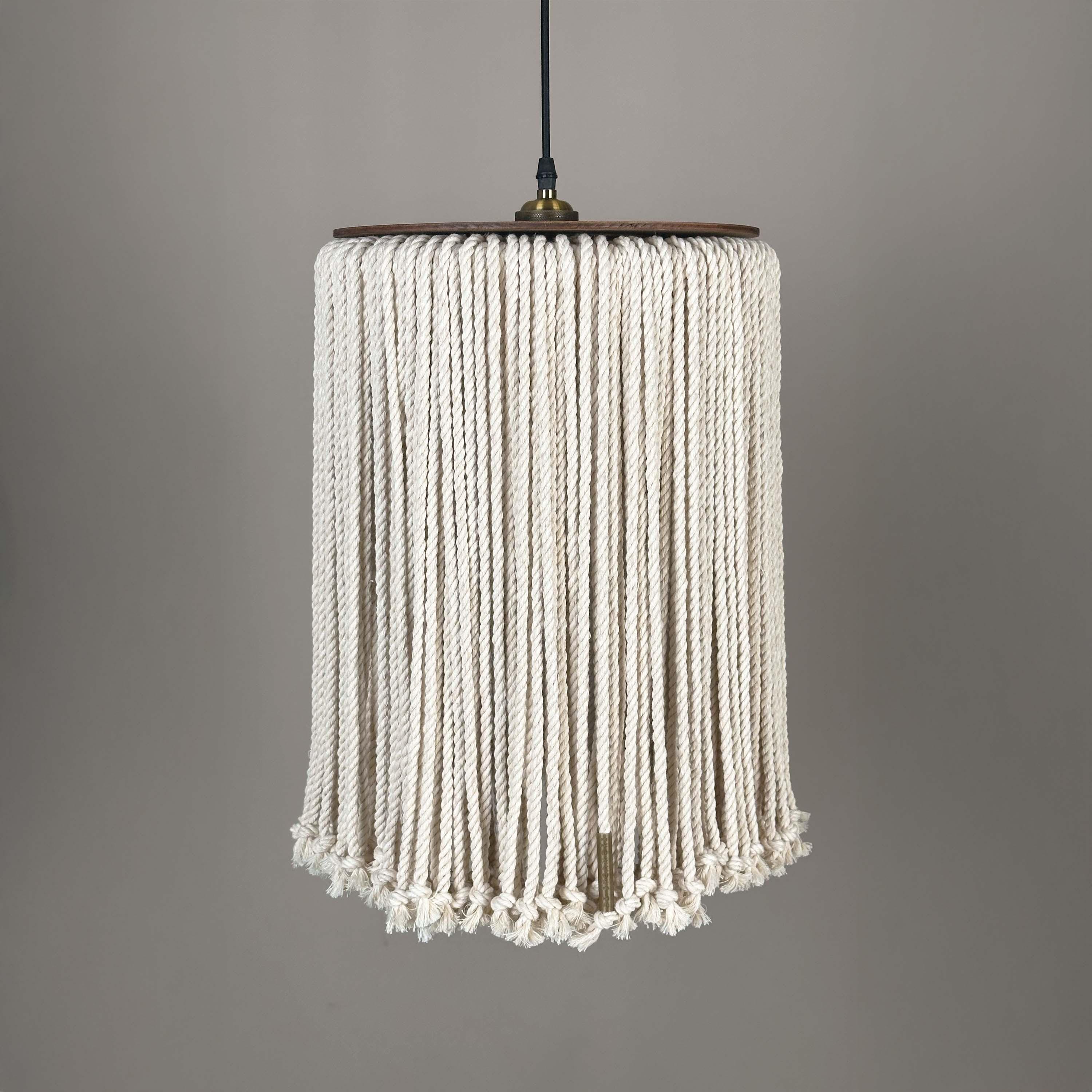 Rope Pendant Light Fixture, Cotton Chandelier, Boho Ceiling Lamp ...