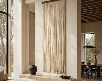 Cortina de puerta de macramé estilo bohemio: Separador de ambientes de algodón hecho a mano (116,1 pulgadas)
