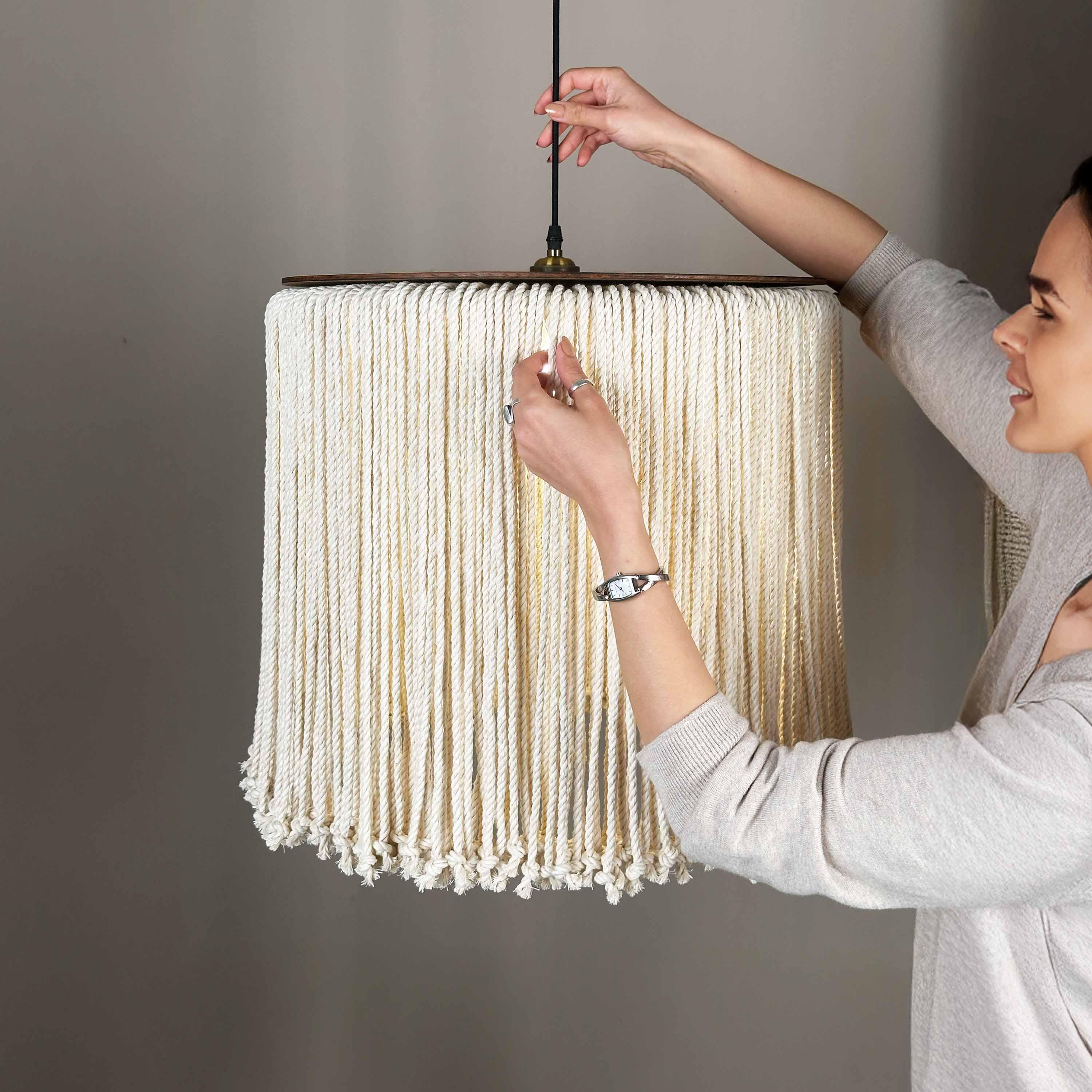 Large Pendant Light, Fringe Chandelier, Boho Ceiling Lamp for Cafe ...