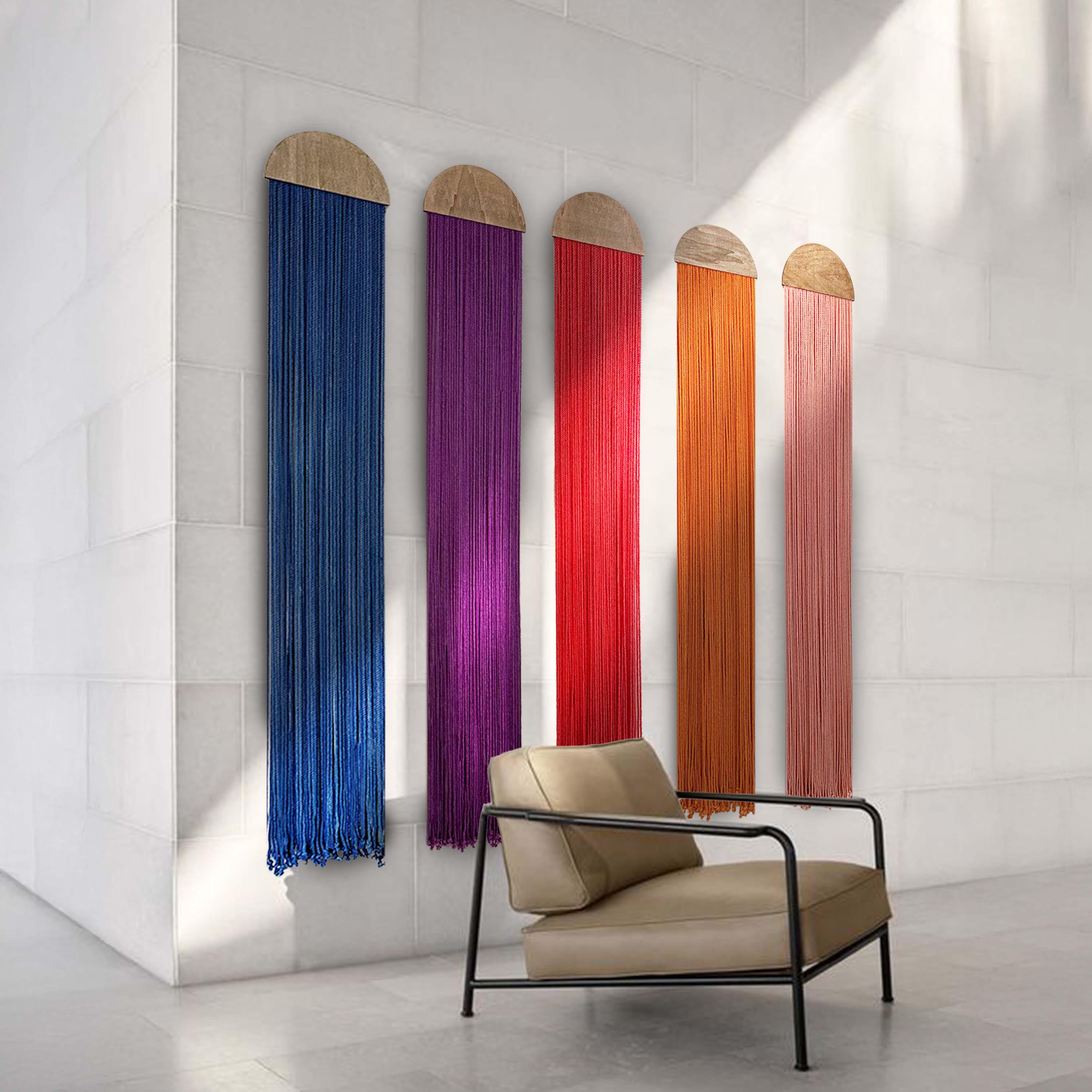 Handmade Fiber Art Wall Hanging: Sound Absorbing Acoustic Decor, 78.7"