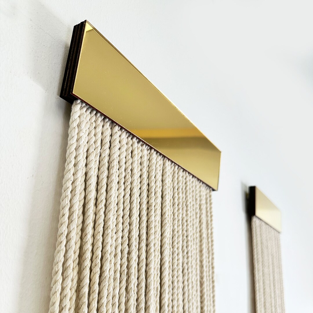 Gold Mirror Wall Decor: Acoustic Cotton Rope Panel - Etsy