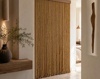 Beige Rope, Door Panel, Natural Room, Divider for Small Spaces, Closet Pantry Cover