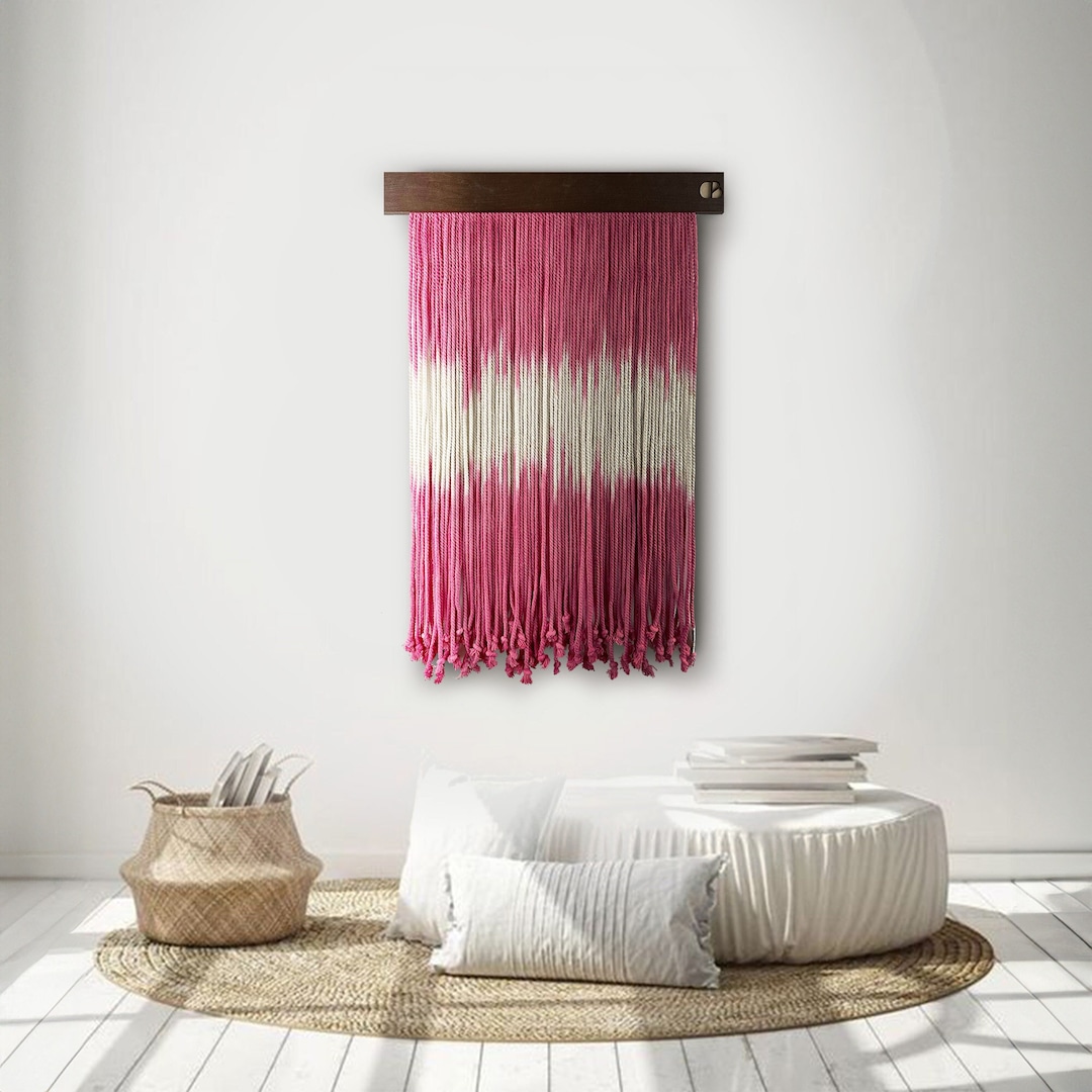 Fiber Art Wall Hanging, Boho Wall Decor, Macrame, Wooden Wall Hanging ... - Fabric Wall Hanging Decor