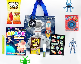 Pre Filled Astronaut Rocket UFO Birthday Party Goody Bags With Toys And Sweets For Children, Party Favours Boys Girls