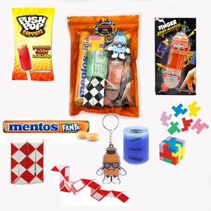 Older Boys Pre Filled Birthday Skateboarding Party Goody Bags, Party Favours With Toys And Sweets.