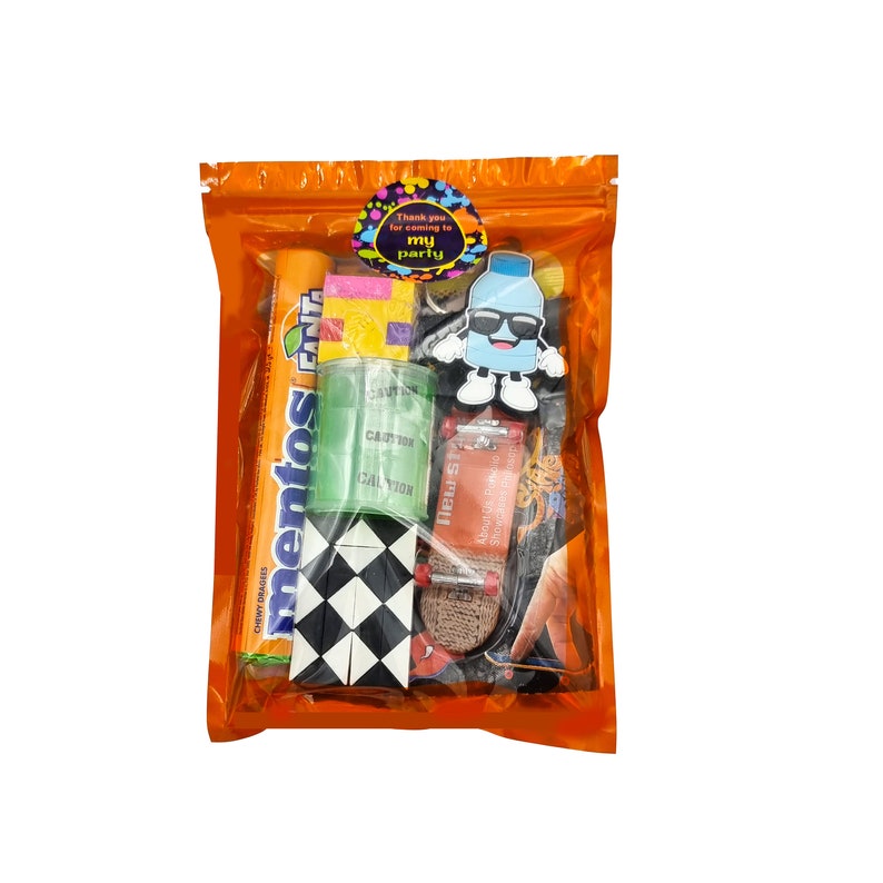 Older Boys Pre Filled Birthday Sport Skateboarding Party Goody Bags, Party Favours With Toys And Vegetarian Sweets.