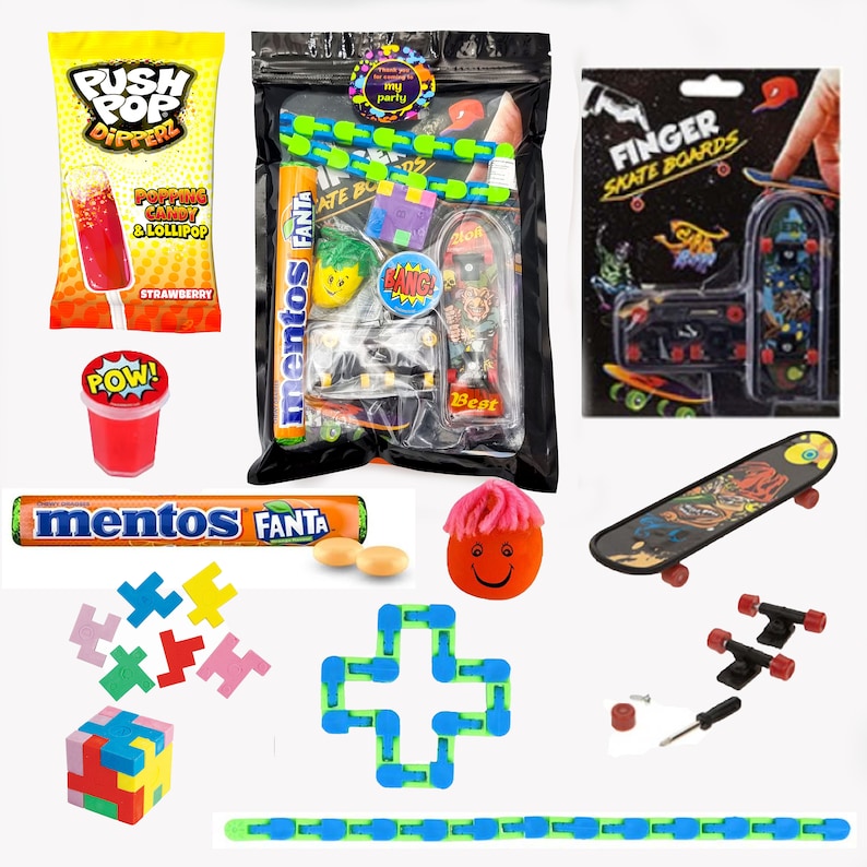 Older Boys Pre Filled Birthday Skateboarding Party Goody Bags, Party