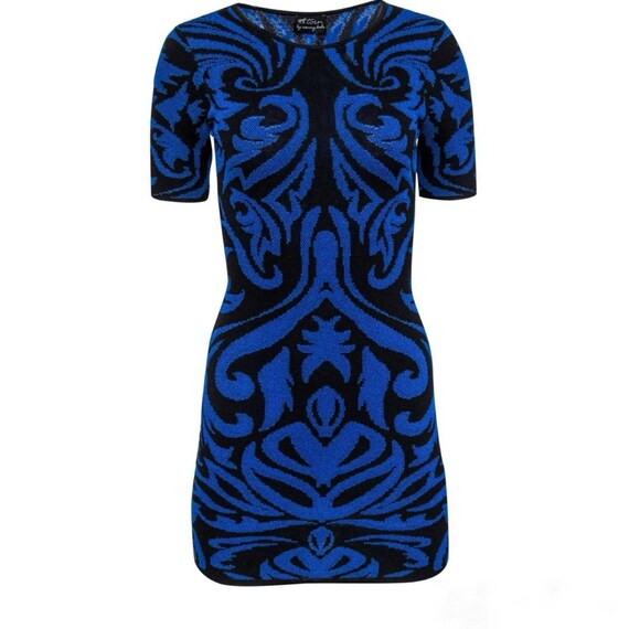 Torn by Ronny Kobo Cobalt Blue & Black Patterned Bandage Bodycon Dress Large - Etsy Torn by Ronny Kobo Cobalt Blue & Black Patterned Bandage Bodycon Dress Large - Etsy