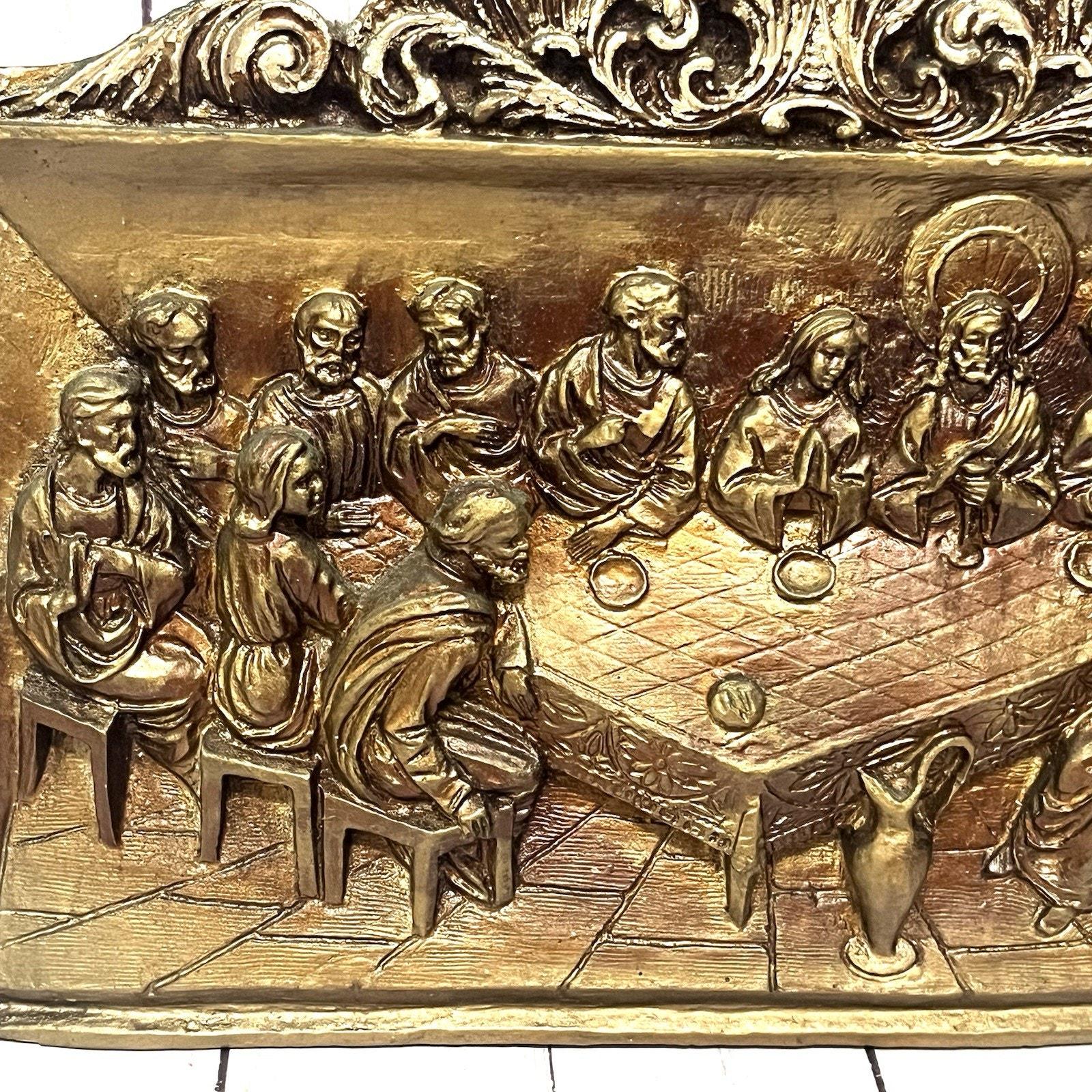 Vintage the Last Supper Ornate Wall Plaque High Relief / 3D Plaster and ...