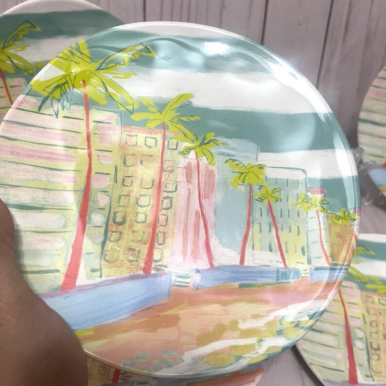 Blakely Made Anthropologie Melamin Salatteller Miami Beach Coastal 5er-Set Bild 4
