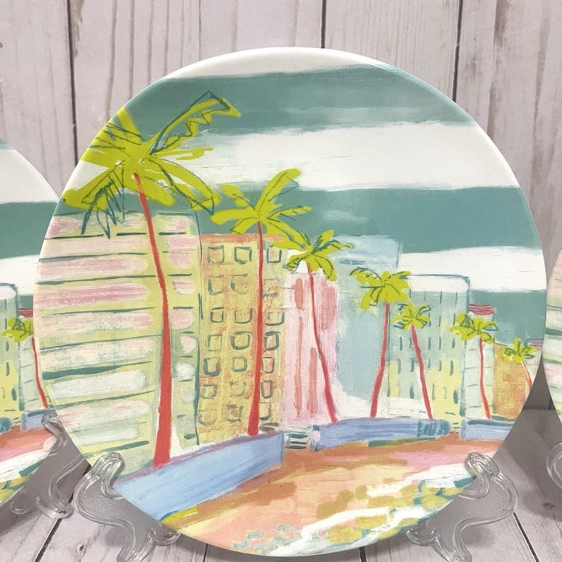 Blakely Made Anthropologie Melamin Salatteller Miami Beach Coastal 5er-Set Bild 3
