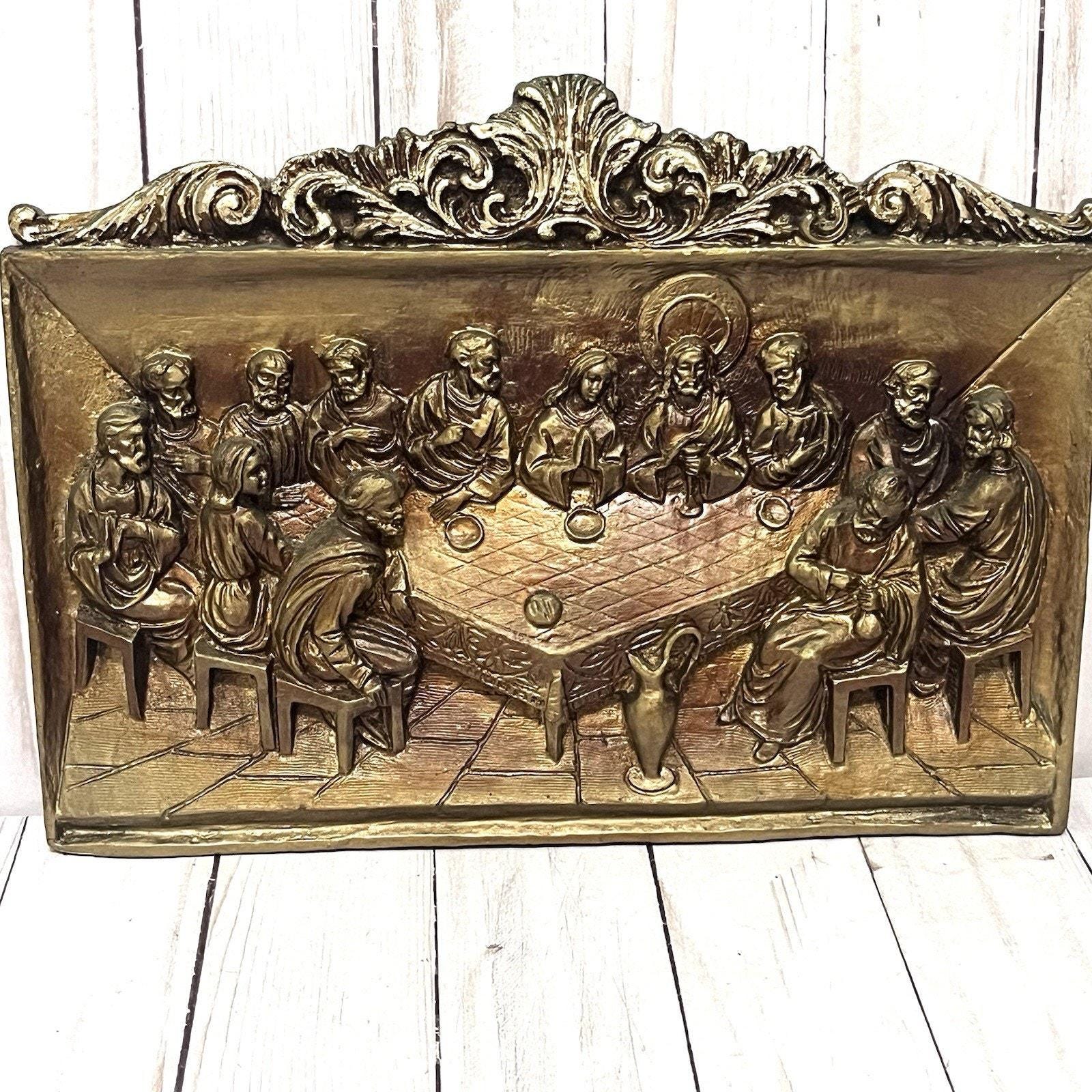 Vintage the Last Supper Ornate Wall Plaque High Relief / 3D Plaster and ...